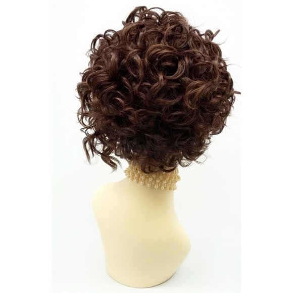 Auburn & brown lace front heat safe short curly wig